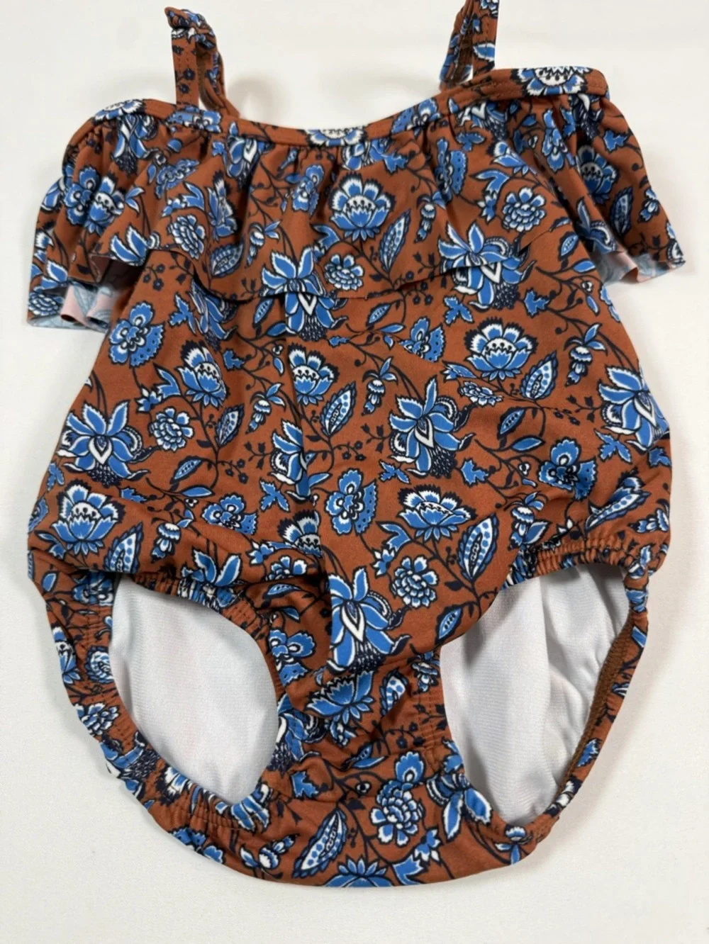 JANIE AND JACK Girls One Piece Swimsuit Floral Ruffle‎ 3-6M Boho Summer Cottage